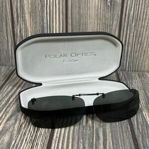 Polar Optics Clip On Sunglasses Black Rectangular Expandable Hard‎ Case